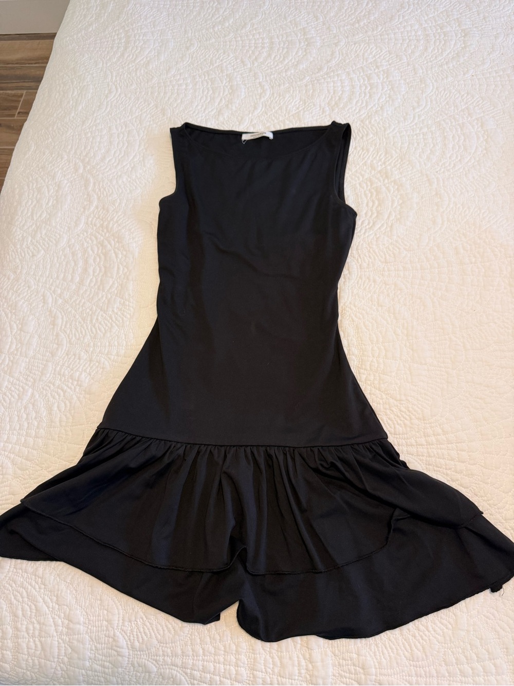 Peppermayo Black Sleeveless Ruffle-Hem Mini Dress